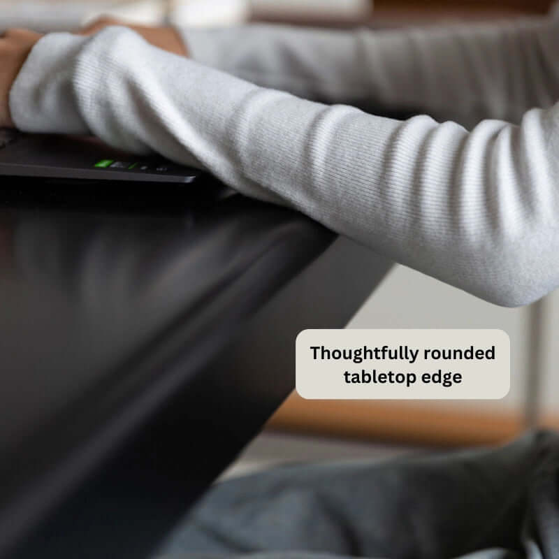 Mid-Century Modern Black Wood Desk With Steel Legs