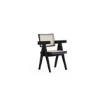 Mid-Century Modern Dining Chair with Natural Rattan Seat