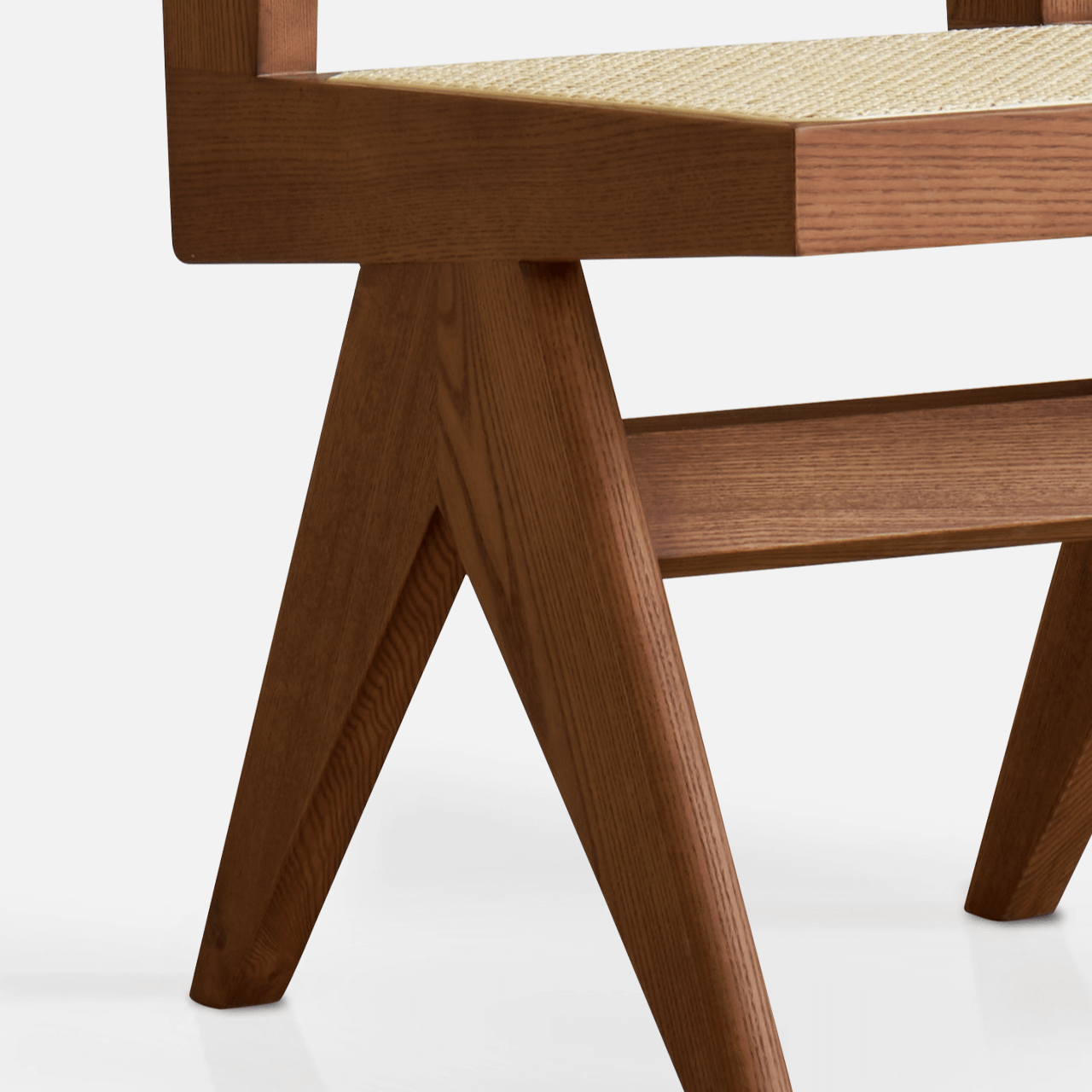 Mid-Century Modern Dining Chair with Natural Rattan Seat