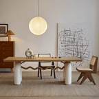 Mid-Century Modern Dining Chair with Natural Rattan Seat