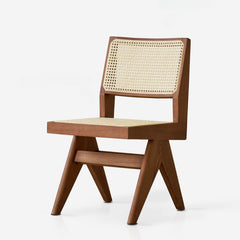 Mid-Century Modern Dining Chair with Natural Rattan Seat