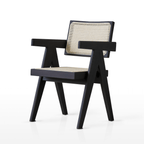 Mid-Century Modern Dining Chair with Natural Rattan Seat