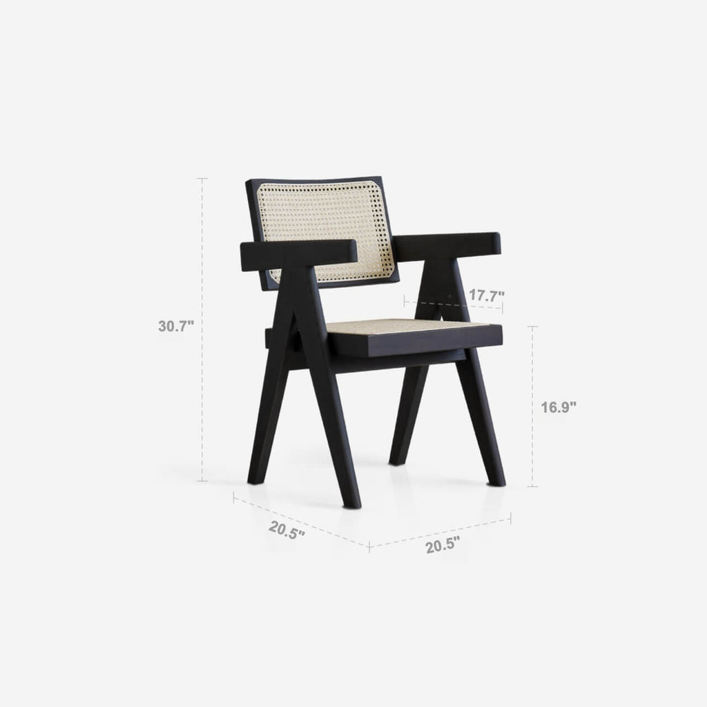 Mid-Century Modern Dining Chair with Natural Rattan Seat Dimensions