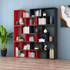 Mid-Century Modern Geometric Wood Bookcase with Open Back Design