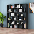 Mid-Century Modern Geometric Wood Bookcase with Open Back Design