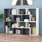 Mid-Century Modern Geometric Wood Bookcase with Open Back Design