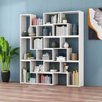 Mid-Century Modern Geometric Wood Bookcase with Open Back Design