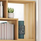 Mid-Century Modern Geometric Wood Bookcase with Open Back Design