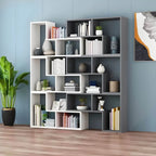 Mid-Century Modern Geometric Wood Bookcase with Open Back Design