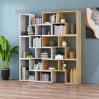 Mid-Century Modern Geometric Wood Bookcase with Open Back Design