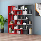 Mid-Century Modern Geometric Wood Bookcase with Open Back Design
