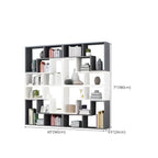 Mid-Century Modern Geometric Wood Bookcase with Open Back Design Dimensions