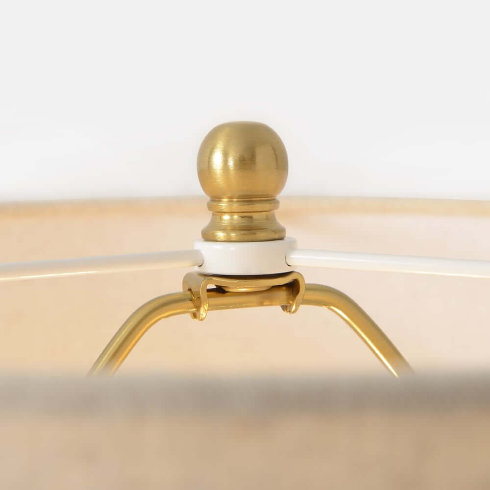 Mid-Century Modern Gold Peacock Table Lamp with Linen Shade