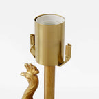 Mid-Century Modern Gold Peacock Table Lamp with Linen Shade