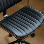 Mid-Century Modern Leather Task Chair with Lumbar Support