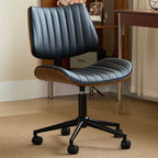 Mid-Century Modern Leather Task Chair with Lumbar Support