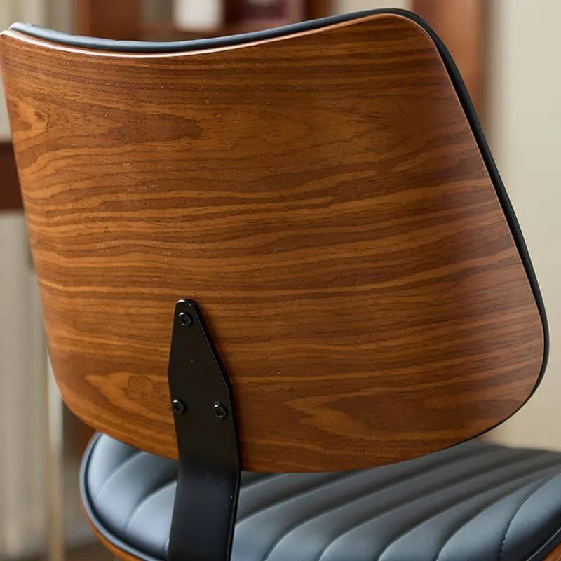 Mid-Century Modern Leather Task Chair with Lumbar Support