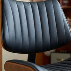 Mid-Century Modern Leather Task Chair with Lumbar Support