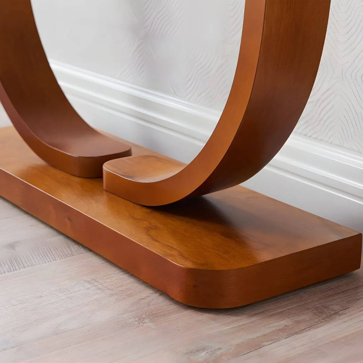 Mid-Century Modern Solid Birch Console Table with U-Base