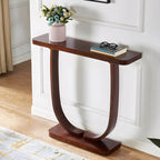 Mid-Century Modern Solid Birch Console Table with U-Base