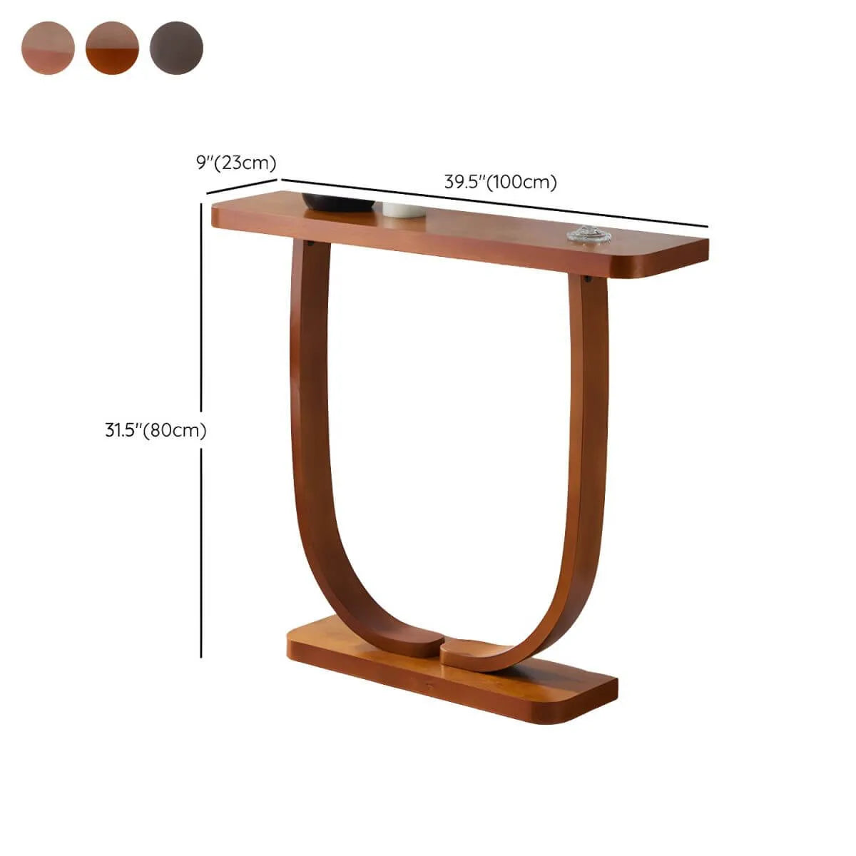 Mid-Century Modern Solid Birch Console Table with U-Base Dimensions