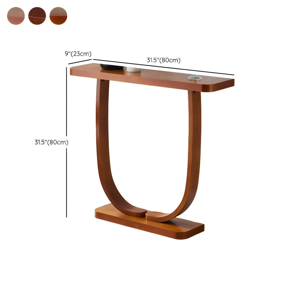 Mid-Century Modern Solid Birch Console Table with U-Base Dimensions