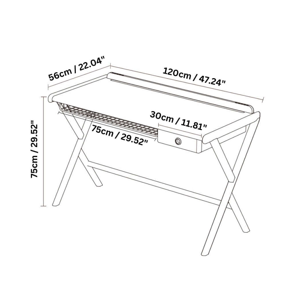 Mid-century Modern Solid Wood Desk With X-Shaped Base