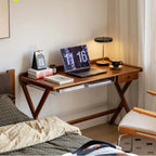 Mid-century Modern Solid Wood Desk With X-Shaped Base