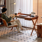 Mid-century Modern Solid Wood Desk With X-Shaped Base