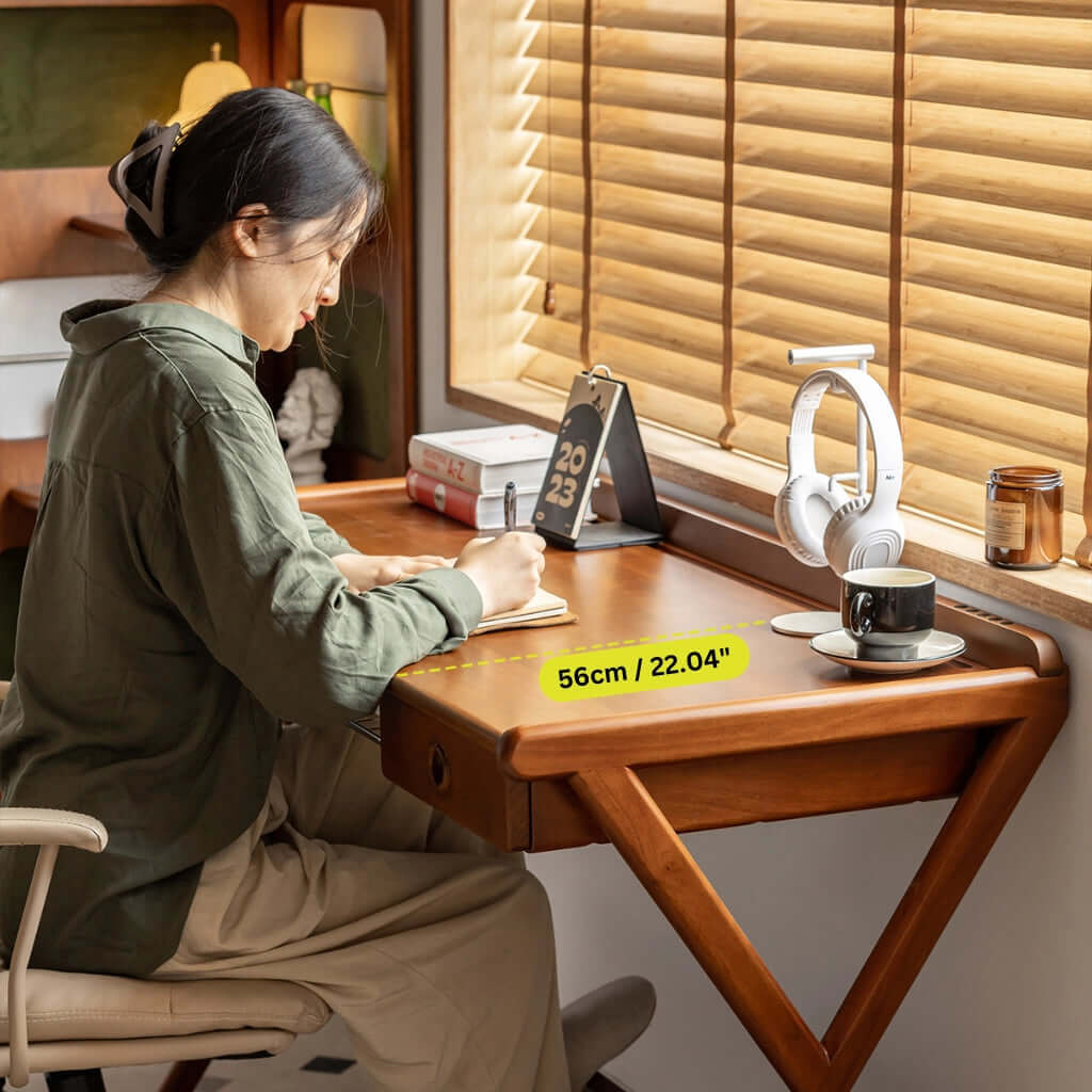 Mid-century Modern Solid Wood Desk With X-Shaped Base