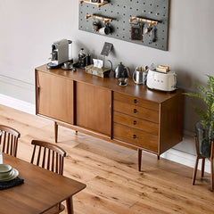 Mid-Century Modern Storage Cabinet with Sliding Doors