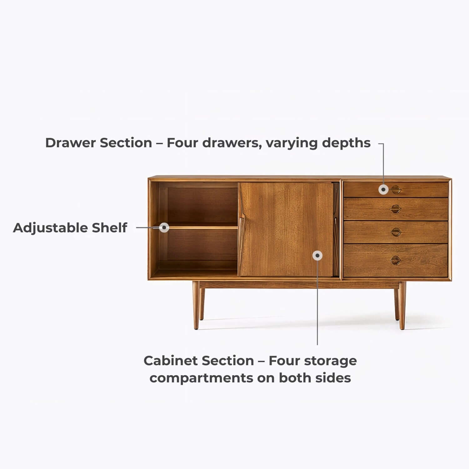 Mid-Century Modern Storage Cabinet with Sliding Doors