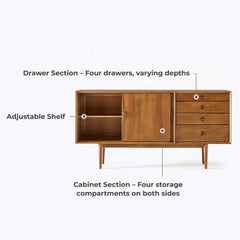 Mid-Century Modern Storage Cabinet with Sliding Doors