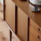 Mid-Century Modern Storage Cabinet with Sliding Doors