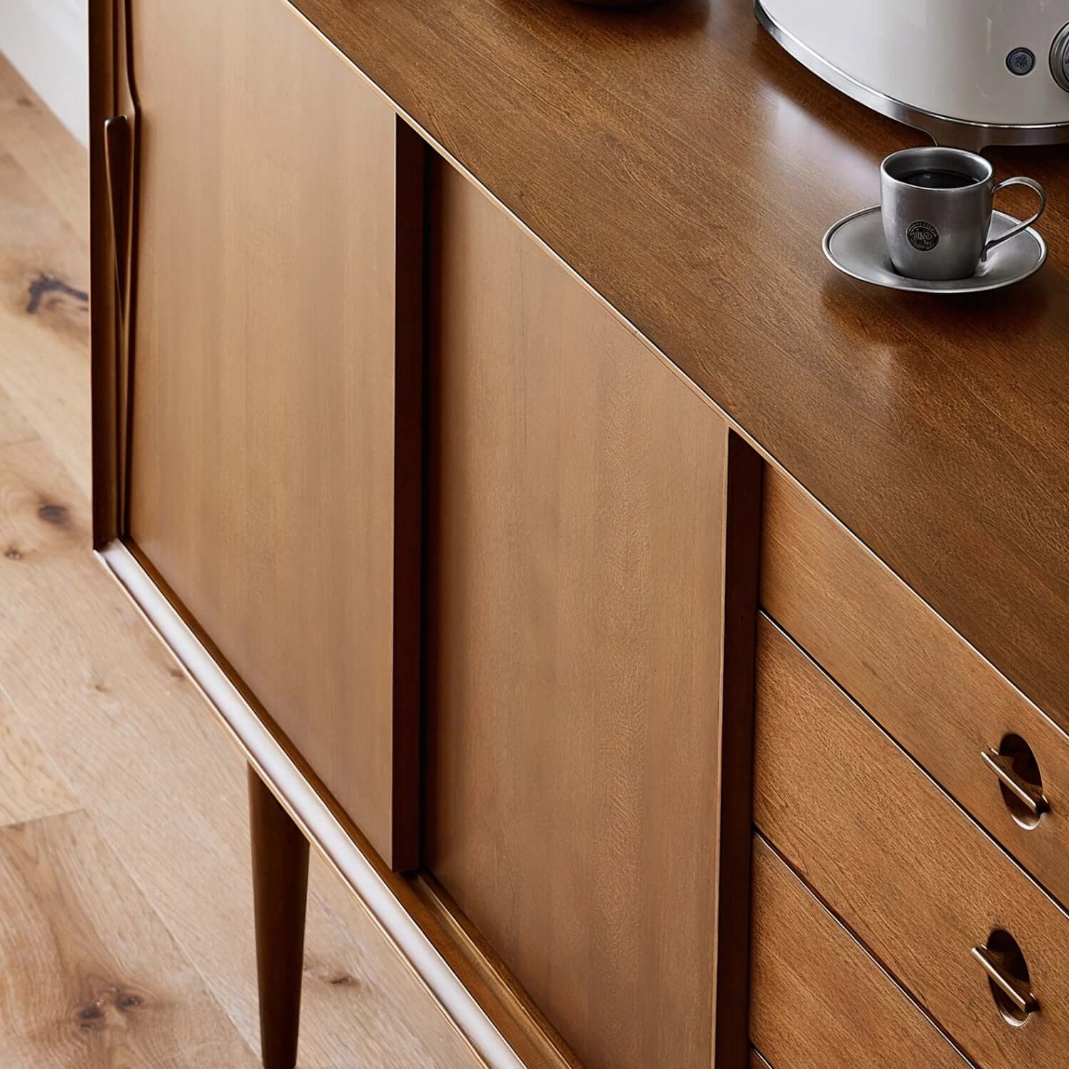 Mid-Century Modern Storage Cabinet with Sliding Doors