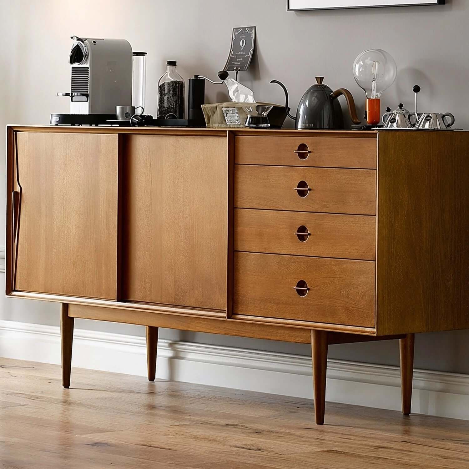 Mid-Century Modern Storage Cabinet with Sliding Doors Zweitbild