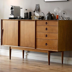 Mid-Century Modern Storage Cabinet with Sliding Doors