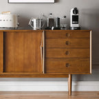 Mid-Century Modern Storage Cabinet with Sliding Doors