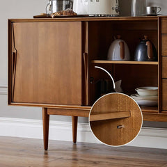 Mid-Century Modern Storage Cabinet with Sliding Doors