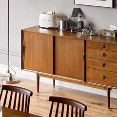 Mid-Century Modern Storage Cabinet with Sliding Doors