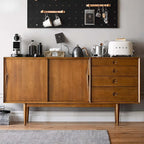 Mid-Century Modern Storage Cabinet with Sliding Doors Main Product Image