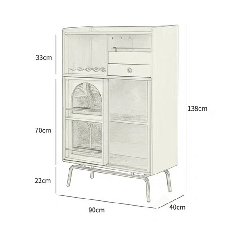 Mid Century Modern Wood Wine Bar Cabinet With Glass Doors