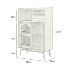 Mid Century Modern Wood Wine Bar Cabinet With Glass Doors