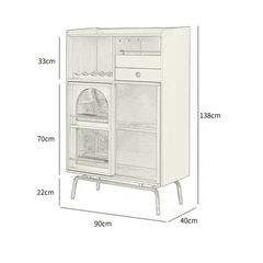 Mid Century Modern Wood Wine Bar Cabinet With Glass Doors