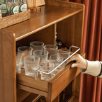 Mid Century Modern Wood Wine Bar Cabinet With Glass Doors