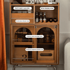 Mid Century Modern Wood Wine Bar Cabinet With Glass Doors