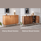 Mid-Century Modern Wooden Shoe Cabinet With 3 Doors