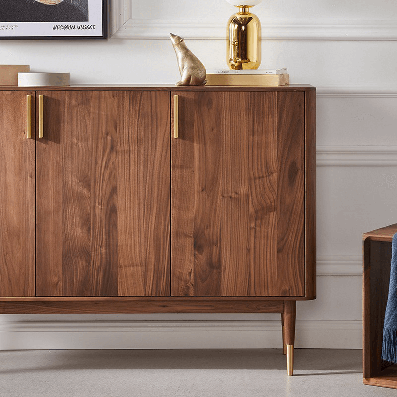 Mid-Century Modern Wooden Shoe Cabinet With 3 Doors