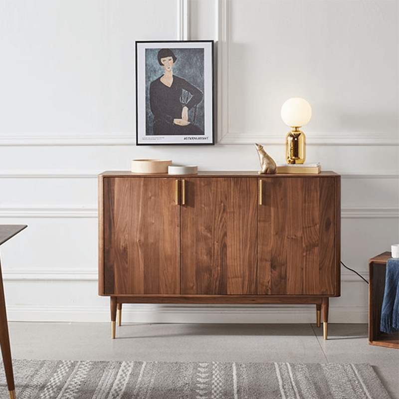 Mid-Century Modern Wooden Shoe Cabinet With 3 Doors