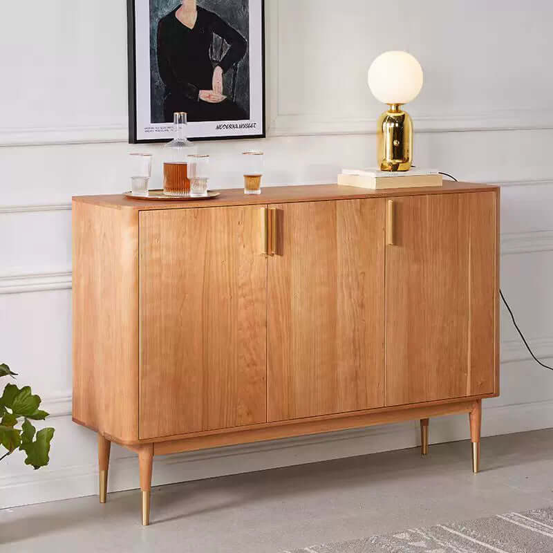 Mid-Century Modern Wooden Shoe Cabinet With 3 Doors Secondary image